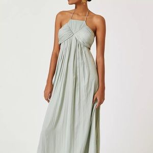 Anthropologie Tie-Back Halter Maxi Dress size Small in Mint